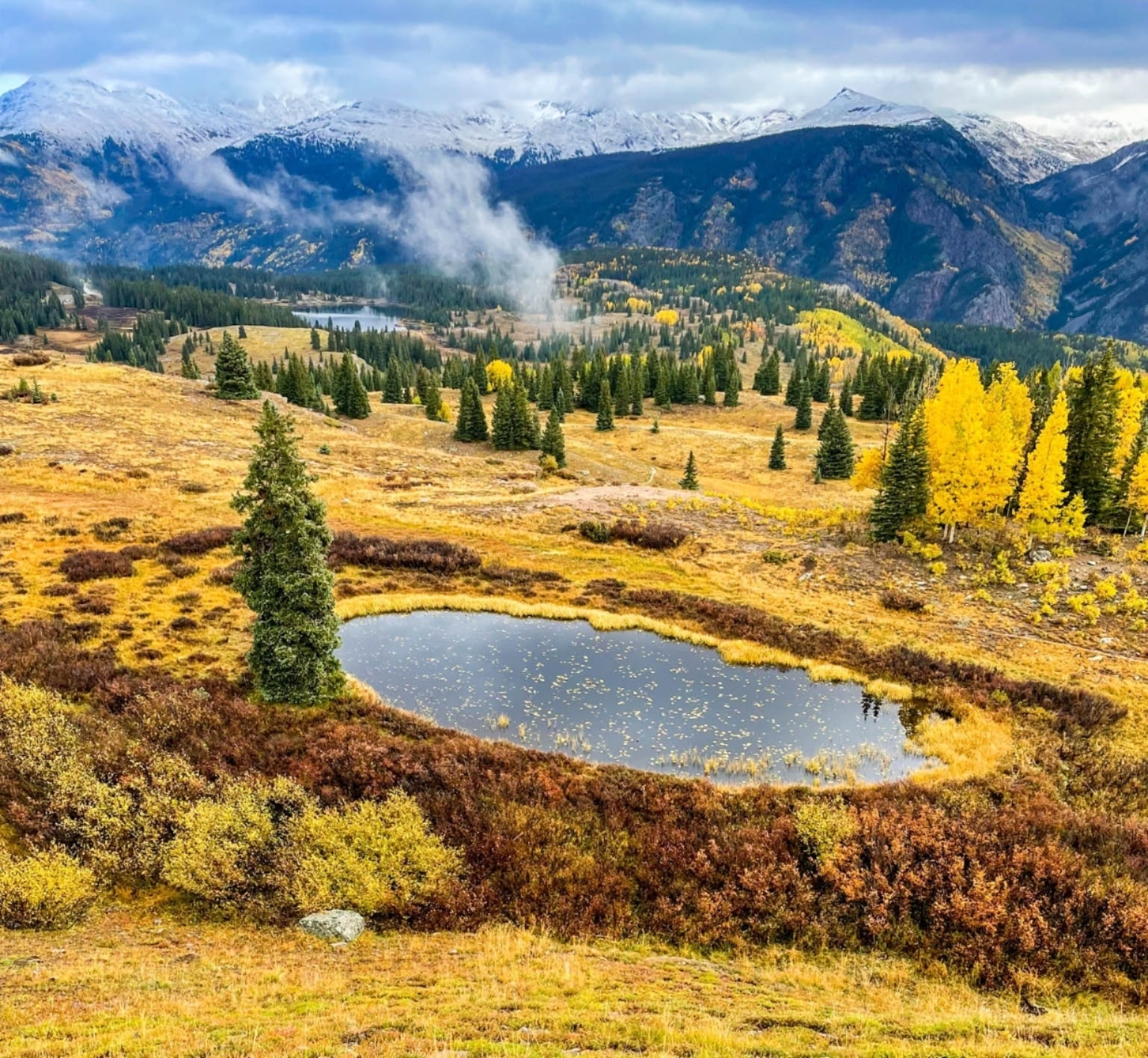 Dramatic mountain wilderness at golden hour